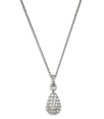 The graceful teardrop shape of Swarovski's pave crystal pendant is sure to stand out. Whether for day or evening, pair it with your favorite little black dress for maximum impact. Crafted in silver tone mixed metal. Approximate length: 15 inches. Approximate drop: 3/4 inch.