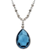 Something blue: Add dramatic flair for day or night with Swarovski's Meringue Montana crystal and rhinestone necklace. Setting and chain crafted in silver tone mixed metal. Approximate length: 15 inches. Approximate drop: 1 inch.