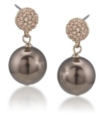 Twice as nice. Carolee's elegant double drop earrings feature luminous glass pearls and sparkling post details. Crafted in gold tone mixed metal, they're suitably stylish for daytime or evening. Approximate drop: 1 inch.