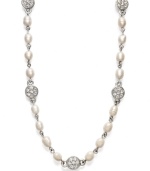 Embrace the rosary-style necklace trend with this elegant piece from Lauren by Ralph Lauren. Crafted in silver tone mixed metal with polished glass pearls and sparkling crystals. Approximate length: 18 inches.