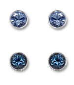 Sea and be seen: Reminiscent of the colors of the ocean, Swarovski's stud earrings set is adorned with beautiful teal and pale blue-hued crystals. Set in silver tone mixed metal. Approximate diameter: 2/10 inch.