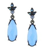 A bold blue hue makes a striking statement on 2028's pretty pear drop earrings. Crafted in hematite tone mixed metal with an array of acrylic stones. Approximate drop: 1-1/2 inches.