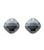 Polish your style with prismatic color. Swarovski's chic and shining stud earrings feature faceted Jet Hematite set in silver tone mixed metal. Approximate diameter: 1/4 inch.