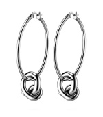 A simple knot has never looked so good. These traditional hoop earrings by Breil add an intricate twist with a chic knot charm drop. Crafted in stainless steel. Approximate drop: 2 inches.