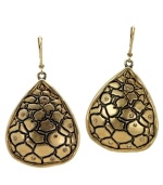 Snake charmer. Embossed python has an exotic effect on these dramatic teardrop earrings from T Tahari. Adorned with sparkling Colorado crystals, they're crafted in antique gold tone mixed metal (and nickel-free for sensitive skin). Approximate drop: 2 inches.