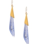 Blue resin is a breath of fresh air. Kenneth Cole New York's mixed metal earrings are gold-plated and feature blue resin drops that are accented with pave crystal. Approximate drop: 2 inches.