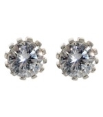 Finish your look with the right accents. These Betsey Johnson stud earrings wear well with a variety of looks. In silvertone mixed metal and crystal accents. Approximate diameter: 1/2 inch.