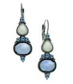 Vintage glamour styled in icy blue, by 2028. These dress-up or dress-down drops feature faceted oval and teardrop crystals in light sapphire-blue. Approximate drop: 1-3/4 inches.