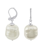 Present yourself with poise and elegance in Majorica's elegant earrings. Sterling silver setting features a Baroque, organic, man-made pearl (12 mm). Approximate drop: 1 inch.