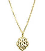 A multicultural infusion. This stunning pendant from T Tahari's Essentials Collection features an intricate filigree pattern crafted from gold tone mixed metal. Base metal is nickel-free for sensitive skin. Approximate length: 18 inches + 3-inch extender. Approximate drop: 1-1/2 inches.