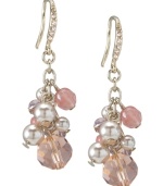 Like hanging fruit, these Carolee earrings are ready to picked. Earrings feature glass pearls, genuine cherry quartz beads and glass accents at the backing. Crafted in imitation rhodium-plated mixed metal. Approximate length: 1-3/4 inches.