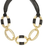 Urban chic. Chunky oval links and a multitude of thin chains adorn Alfani's bold statement necklace. Crafted in gold and hematite tone mixed metal. Approximate length: 18 inches + 3-inch extender.