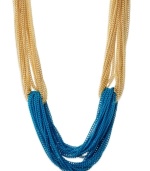 Add a splash of cool color! This refershing torsade necklace from INC International Concepts features twisted chains in teal tone and 14k gold-plated mixed metal. Approximate length: 16 inches + 3-inch extender.