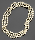 Loops and loops of glass pearls galore! Indulge in an endless stream of shining glass pearls that can be worn single, doubled or tripled. Silver-plated clasp. Approximate length: 60 inches.