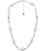 Polish your look with simple elegance. Majorica necklace features Baroque, organic, man-made pearls (14 mm) in a fluid sterling silver setting. Approximate length: 17 inches + 2-inch extender.