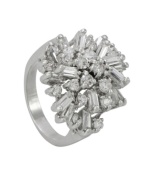 Sparkle bursts at the seams in this head-turning cocktail ring from City by City. Clustered crystals set in silver tone mixed metal give this look extra polish and shine. Sizes 5, 6, 7, 8 and 9.