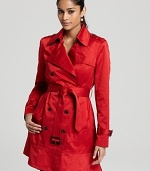 Embrace the season's color crush with this hot-hued Marc New York trench boasting classic detailing along with a flared hem for a feminine finish.