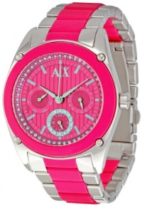 Armani Exchange Active Chronograph Pink Dial Crystal Ladies Watch