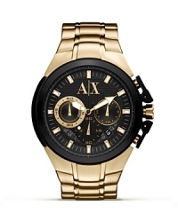 Upgrade your wrist wear with Armani Exchange. A sure statement, this stainless steel timepiece flaunts advanced movement, a three-eye chronograph dial, and a hard-wearing design.