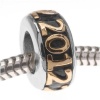 22K Gold Plated New Year '2012' On Silver Tone Large Hole Bead Fits Pandora (1)