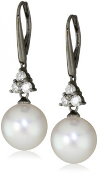 TARA Pearls White South Sea 11x12mm Black Rhodium Pearl Earrings