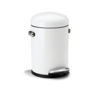 simplehuman Round Retro Step Trash Can, White Steel, 4-1/2-Liter / 1.2-Gallon