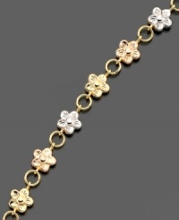 Get dreamy style with this pretty bracelet featuring bonded flowers crafted in 14k gold over sterling silver and sterling silver. Approximate length: 7-1/4 inches.