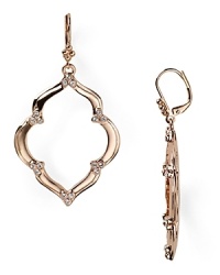 Rose gold plate is twisted into a chic jewel box statement on this pair of T Tahari drop earrings, which are an easy and pretty way to add subtle sparkle to any ensemble.