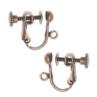 Antiqued Brass Screw Back Non-Pierced Earring Findings (2 Pairs)