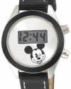 Disney Unisex MK1040A Mickey Mouse Digital Silver Sunray Dial Black Strap Watch