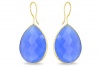 18KT Gold Vermeil Blue Onyx Teardrop Earrings 925 Sterling Silver Bezel Set Gemstone Drops, Kyle Richards