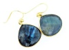 18KT Gold Vermeil Labradorite Teardrop Dangle Earrings 925 Sterling Silver Bezel Set Gemstone Drops, Kyle Richards