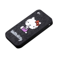 Hello Kitty Embossed Black Flexa silicone case cover for Apple iPhone 4 4G 4S