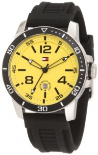 Tommy Hilfiger Men's  1790857 Yellow Dial  Black Silicone Strap Watch