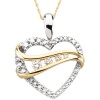 14K Two-tone Gold Diamond Journey of Blessings Diamond Heart Pendant -- LIFETIME WARRANTY