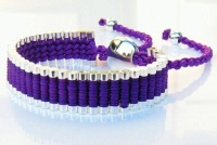 Free Style,Personalize purple Friendship Link Bracelet. Silver Plated Woven in Black Macrame. (Similar to the Links of London Brand) (One Direction), Birthday/Halloween Gift for girls/women/men.