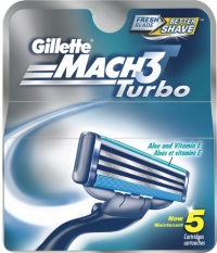 Gillete Mach 3 Turbo Cartridges, 5 Count