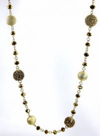 Alfani Necklace, Gold-Tone Textured Bead 44 Inch Necklace