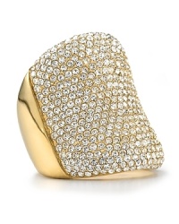 Curvy gold plated metal is illuminated by pave crystals on this concave Michael Kors ring - perfect as an AM to PM showpiece.