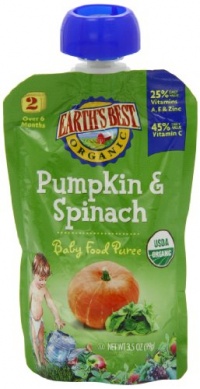 Earth's Best Vegetable Puree, Pumpkin and Spinach, 3.5 Ounce Pouches (Pack of 12)