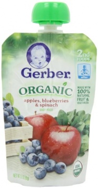 Gerber 2nd Foods Organic Baby Food, Apples, Blueberries and Spinach, 3.5 Ounce Pouches (Pack of 12)