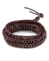 Flash your bohemian credentials with Chan Luu's eclectic garnet wrap bracelet. Effortlessly chic, this leather piece is designed to match every outfit and mood.