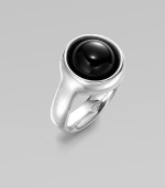 A sleek and modern style with a single smooth black agate stone set in sterling silver. Black agateSterling silverWidth, about 1Imported 