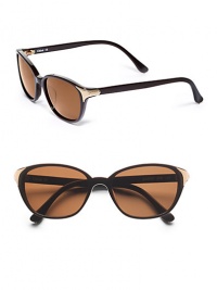 THE LOOKCat-eye's silhouetteAcetate framesMetal logo detail at templesUV protectionSignature case includedTHE COLORChocolate brown frames and brown lensesORIGINMade in France