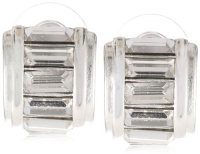 Anne Klein Hylan Silver-Tone Crystal Mini Baguette Hoop Earrings