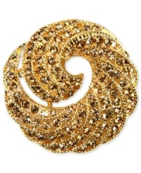 A wave of alluring fashion, by Jones New York. This stunning pin is styled in a swirling, wave-inspired design and is embellished with glass accents. Crafted in gold tone mixed metal. Approximate length: 1-3/4 inches. Includes gift box.