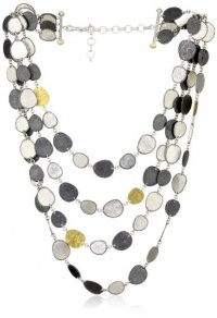 GURHAN Contour Dark and White Silver with Gold Multi-Strand Necklace