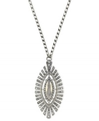 Glistening and glamorous. Jessica Simpson lights up the night with this necklace crafted from silver-tone mixed metal. The pendant is accented with crystals for even more luster. Approximate length: 30 inches. Approximate drop: 3 inches.