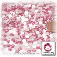 The Crafts Outlet 144-Piece Flat Back Round Rhinestones, 5mm, Light Rose/Pink