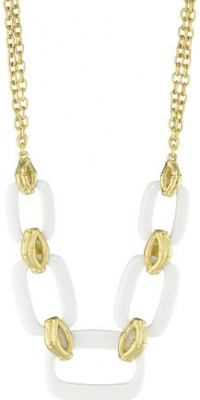 T Tahari Bamboo White and Gold Link Necklace